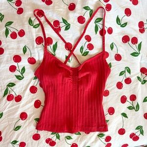 NWOT Zara Cherry Red Ribbed Camisole Tank Top